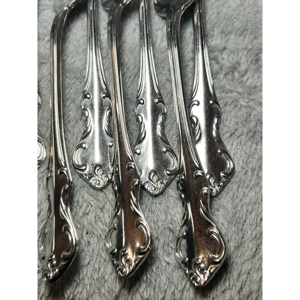 Eldon Japan‎ Rococo Style Fork Set 8pc Stainless Vintage Ornate 7 1/4Inch